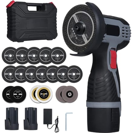Borstelloze Haakse Slijper 17000RPM Accu Haakse Slijper Elektrisch Slijpgereedschap Mini Haakse Slijper Deluxe Package & 2 Battery-EU plug zwart