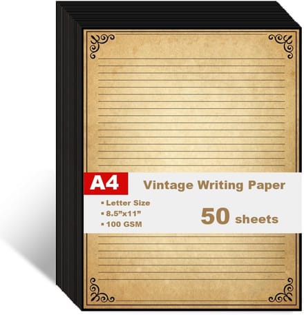 Vintage briefpapier met antiek randontwerp, 50 vellen, 100 g/m², 28 x 21 cm