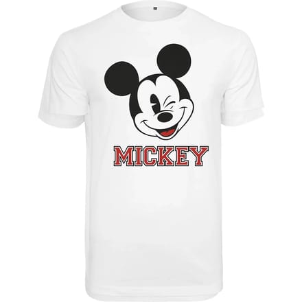 Merchcode Mickey Mouse - Mickey College Heren T-shirt - L - Wit