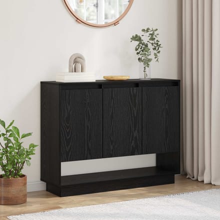 vidaXL - Dressoir - Zwart - Eiken - 97 - x - 29 - x - 75 - cm - Bewerkt - hout