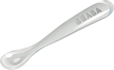 Béaba Siliconen Baby Lepel - Zacht & Ergonomisch - 4+ Maanden - Grijs