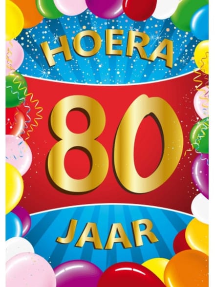 Bellatio Decorations Verjaardag deurposter - 80 jaar - multi - 59 x 84 cm - feestartikelen