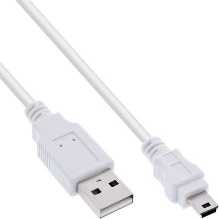 InLine® USB 2.0-minikabel, USB A male naar mini B male 5-pin, wit, 1m