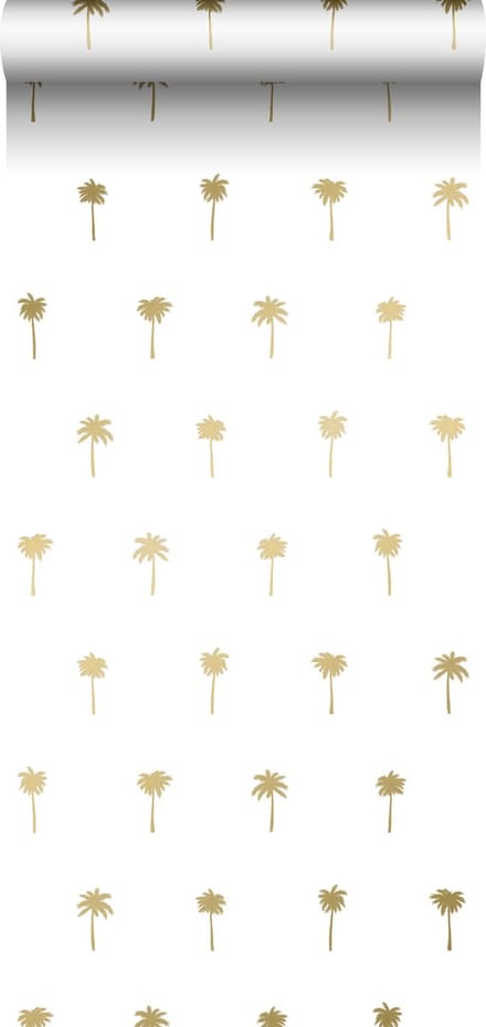 ESTAhome behang palmbomen wit en goud - 53 cm x 10.05 m - 139158