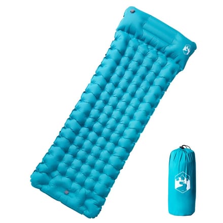 vidaXL - Kampeermatras - met - kussen - zelfopblazend - 1-persoons - blauw