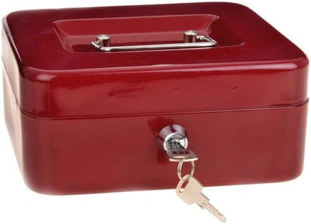 Veilige Kasbox met Munt Lade - 20x16x9 cm - Inclusief Sleutels - Rood