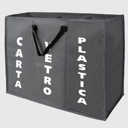 SnelShoppen - Ecobag Afvalscheidingstas met 3 Compartimenten voor Glas, Papier en Plastic - Ruimtebesparend, Waterdicht Polyester, 60 x 32 x 48 cm - I