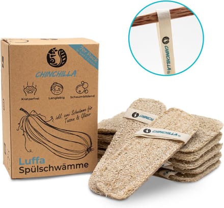 Chinchilla Zero Waste -  Loofah spons - set van 7 stuks - 5 groot en 2 klein
