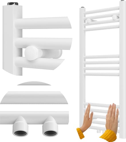 Granitan Badkamerradiator Raven - 90x40cm - Wit - Ladderverwarming - Handdoekradiator