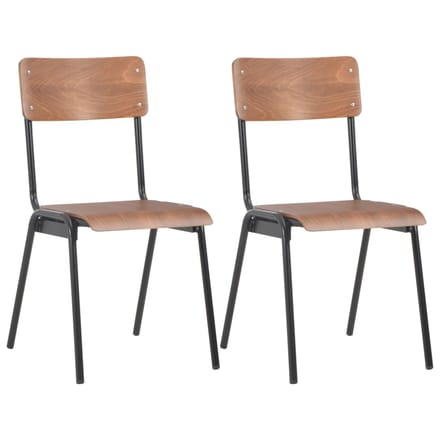 vidaXL - Eetkamerstoelen - 2 - st - massief - multiplex - staal - bruin