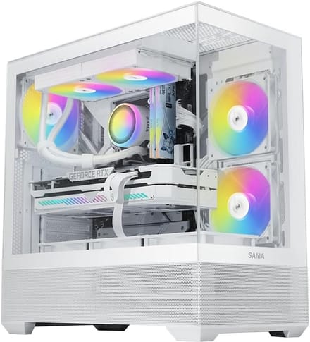 Gaming PC Behuizing - Mid Tower Kast - Krachtige Koeling - Dubbel Gehard Glas - 45 cm Hoog - Wit
