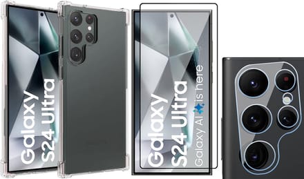 Hoesje geschikt voor Samsung Galaxy S24 Ultra - Screenprotector PET & Camera - Shockproof Transparant