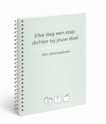 Afvaldagboek / eetdagboek + gewicht tracker + stappentracker - 24 weken - weekplanner - invuldagboek - A5 formaat
