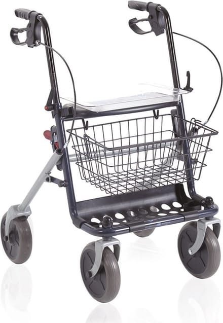 Moretti Stalen rollator - Lichtgewicht opvouwbaar met 4 wielen - Zwart
