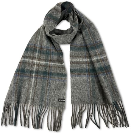 Highlands | Grijze en blauwe geruite wollen jachtsjaal