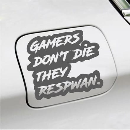 Bumpersticker - Gamers Dont Die They Respawn - 12,6 X 14,8 - Antraciet