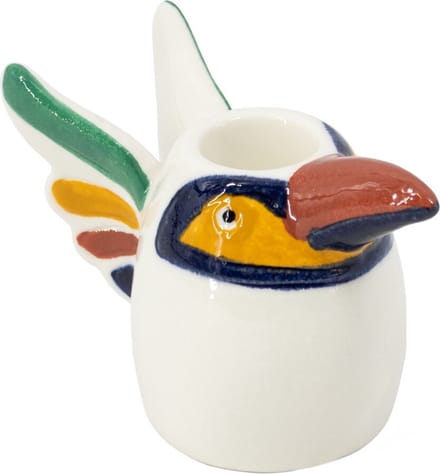 Aardewerk kaarsenstandaard vogel