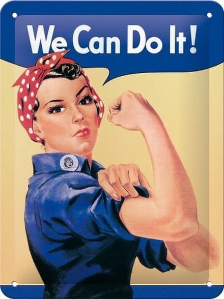 We Can Do It! - Metalen Wandbord - In reliëf - 15cm x 20cm