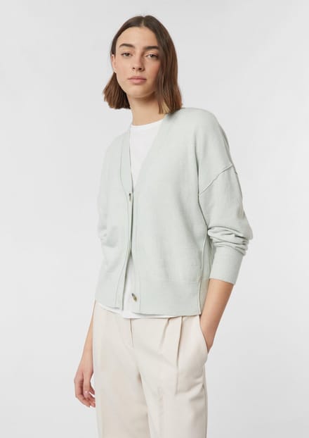 Katoenen gebreide cardigan met gerolde randen dames COMMA