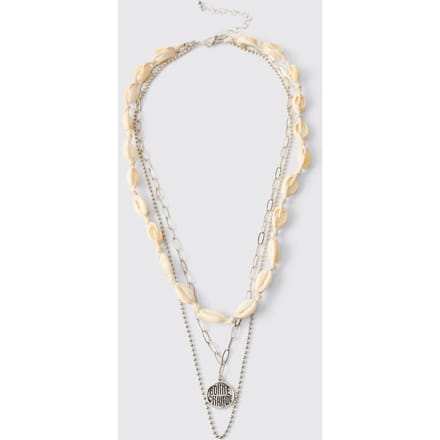 Gelaagde Ketting Met Schelp En Ketting Hanger | Silver