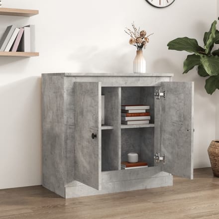 vidaXL - Dressoir - 70x35,5x67,5 - cm - bewerkt - hout - betongrijs