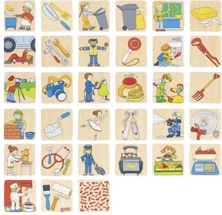 GOKI Geheugenspel - Beroepen - 32 Delen - Hout - 3 Jaar