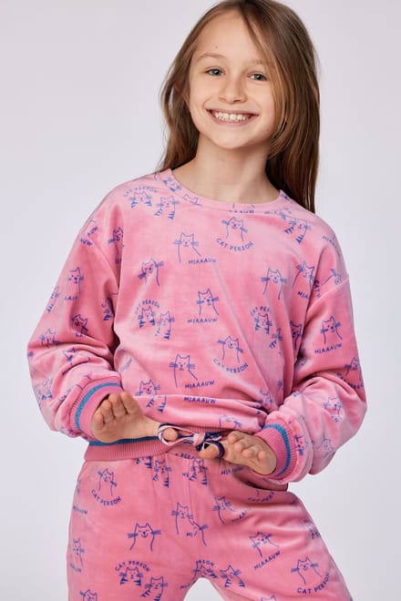Woody pyjama meisjes - kat - roze - 252-10-YPE-V/951 - maat 104