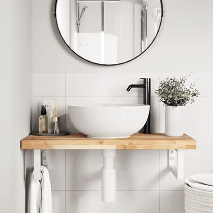 vidaXL - Badkamer - wandschap - staal - en - massief - acaciahout