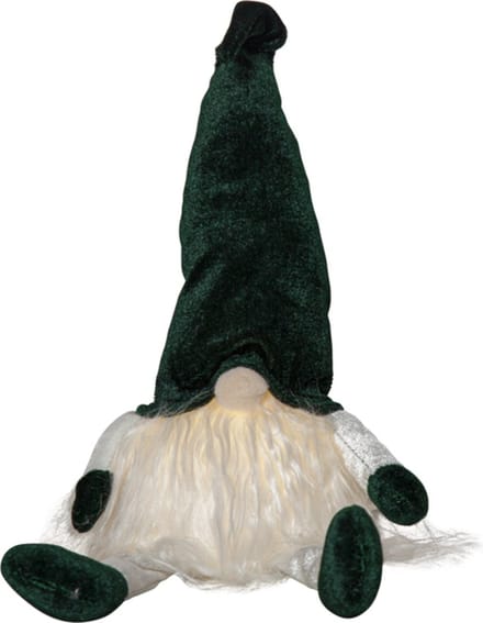 Star Trading Zittende kerstkabouter 'Joylight' met ledverlichting, batterij + timer, groen, H 44cm