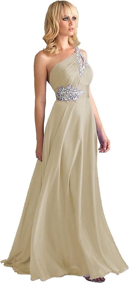 Asymmetrische chiffon bruidsmeisjesjurk met kralen en pailletten
