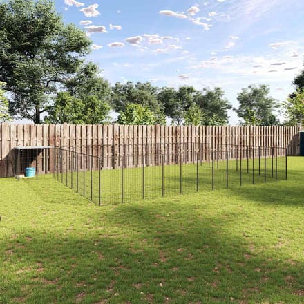 vidaXL - Hondenkennel - 37,51 - m² - staal - zwart