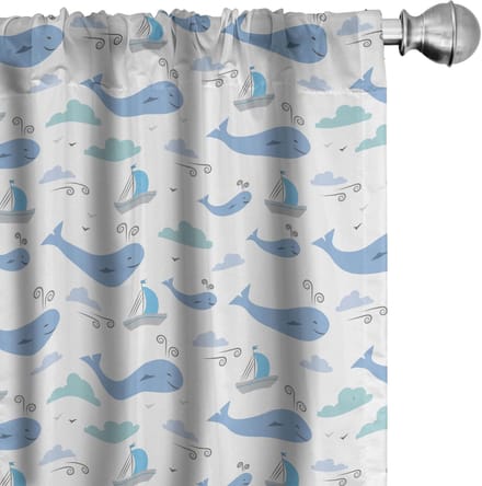 ABAKUHAUS Wal Gordijnen – 2x75x175 cm – Zeeleven – Mikrofaser