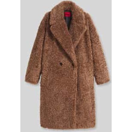 oversized fit teddy- / lange jas van imitatiebont met reverskraag model 'Malite-1'