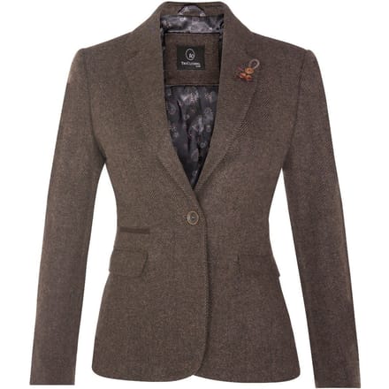 Dames Tweed jaren 1920 visgraatbruine blazer