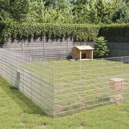 vidaXL - Dierenverblijf - 48 - panelen - 54x100 - cm - gegalvaniseerd - ijzer