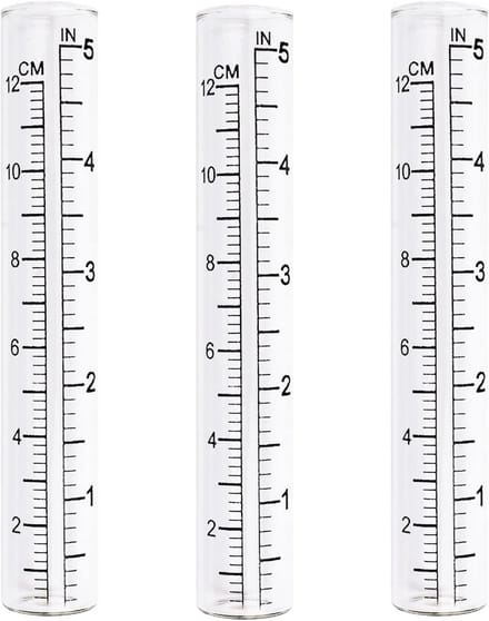 Set van 3 glazen regenmeters voor tuin en boerderij