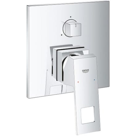 GROHE Eurocube inbouw douchekraan - Opbouwdeel - 3weg omstelling - Met bad optie - Chroom