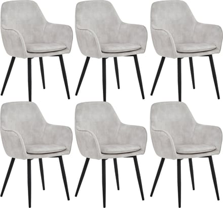Colenis® - Levan eetkamerstoel - Set Van 6 - Ecru - Adoré Velvet - Industrieel - Met armleuning