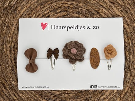 Try-out mix 22 - mix van verschillende speldjes - bruin - 4 cm speldjes