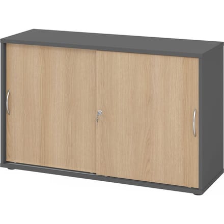 BETA 1752S | Schuifdeurkast | 2 OH - Grafiet/Eiken Metalen handgreep