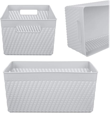 Lioni rechthoekige mand 25,5 x 16,5 x 12 cm lichtgrijs