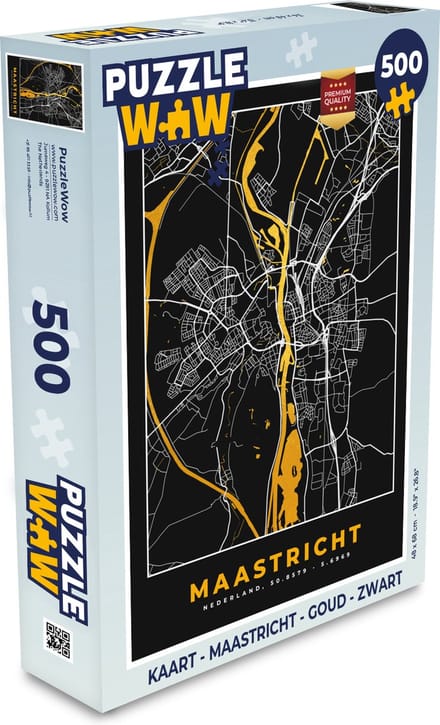 Puzzel Kaart - Maastricht - Goud - Zwart - Legpuzzel - Puzzel 500 stukjes