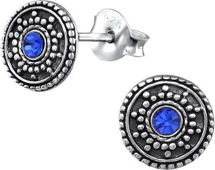 Montebello Oorbellen Anatsi Blue - 925 Zilver Geoxideerd - ∅8mm