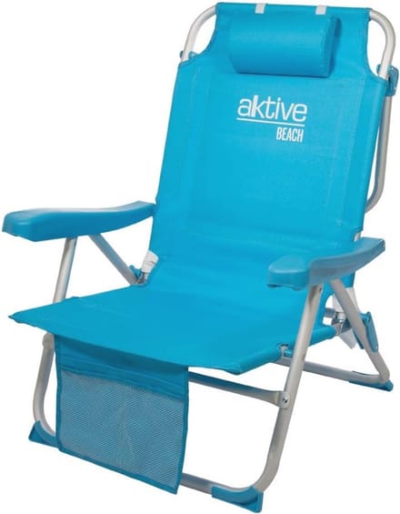Klapstoel voor strand met rugleuning en kussen - Pastelblauw, Opvouwbaar en Compact