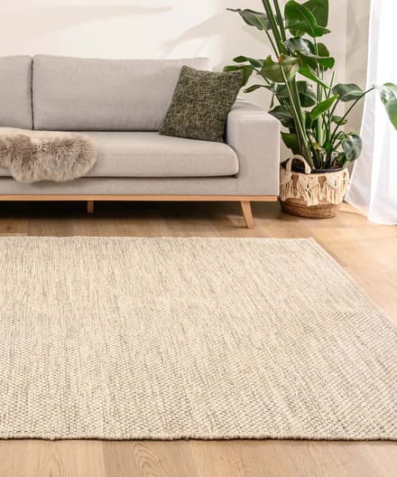 Wollen vloerkleed - Odda wit/taupe 140x200