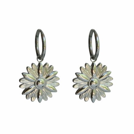 FlowJewels - oorringen - stainless steel - zilver kleurig - bloem