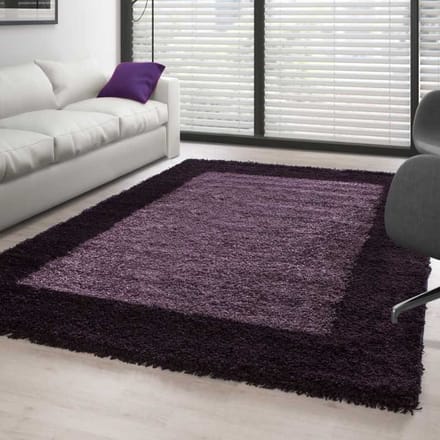 TapisTrend Harig tapijt Paars-donkerpaars 200 cm rond Hoogpolig vloerkleed, design