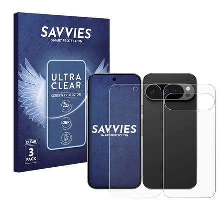 Savvies - Screenprotector voor Google Pixel 9 Pro (Voor+Achter) - Folie Beschermfolie transparant 6 Stuks