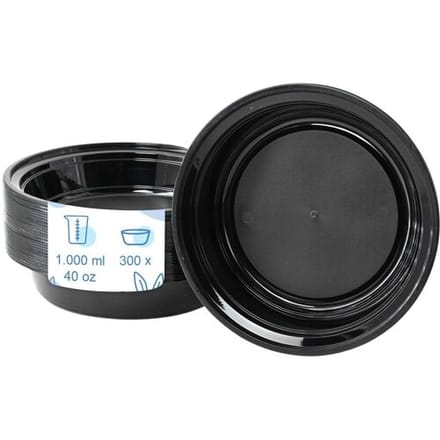GGM Gastro (300 Stück) Mehrwegschale - Polypropylen - 1000ml - rund - Schwarz