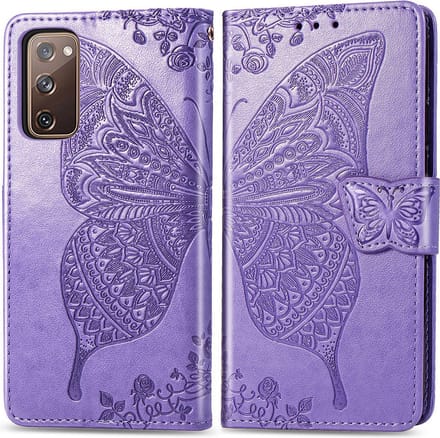 Bookcase geschikt voor Samsung Galaxy S20 FE - Paars - Vlinder - Portemonnee Hoesje
